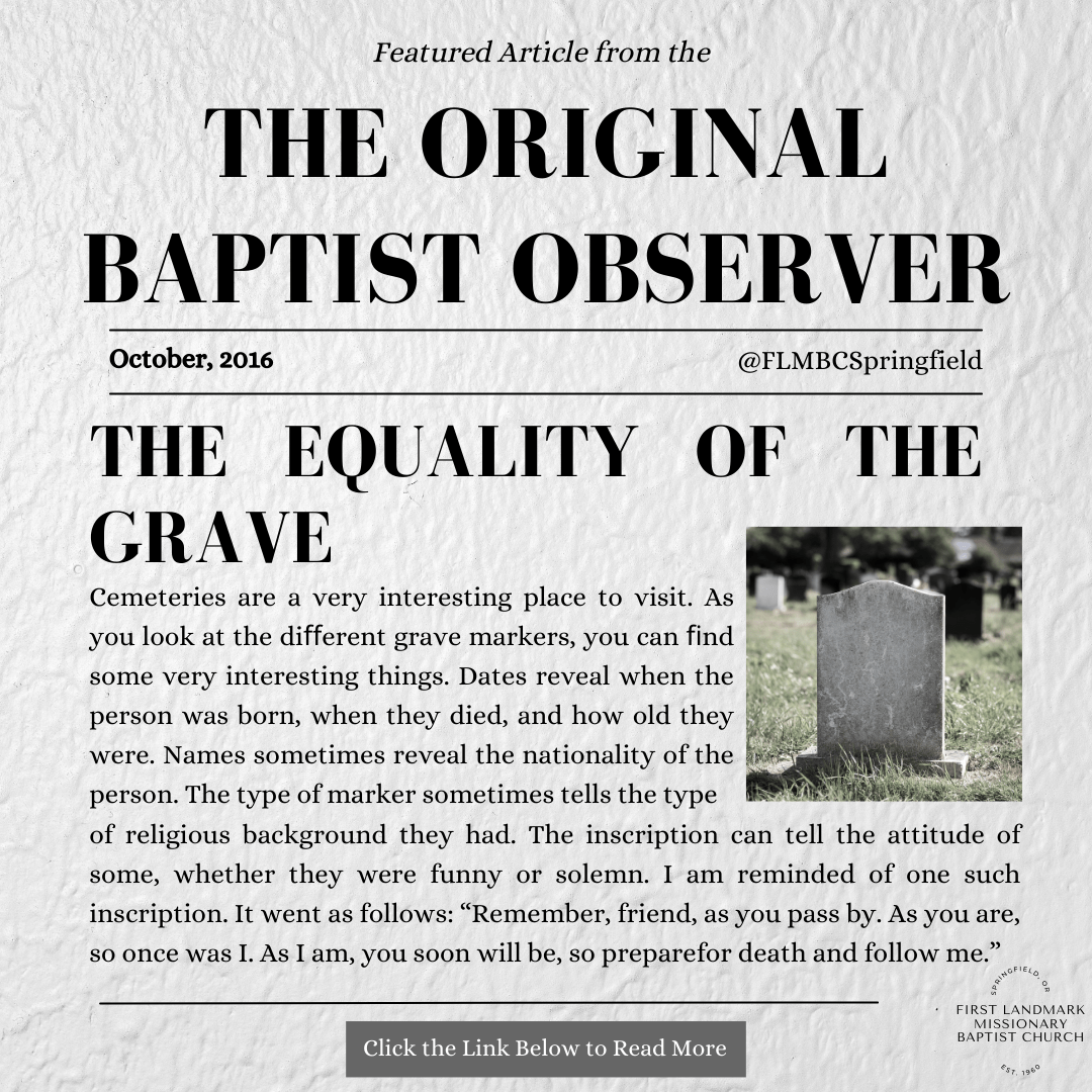 The Equality of the Grave! (Psalm&nbsp;49:6-20)