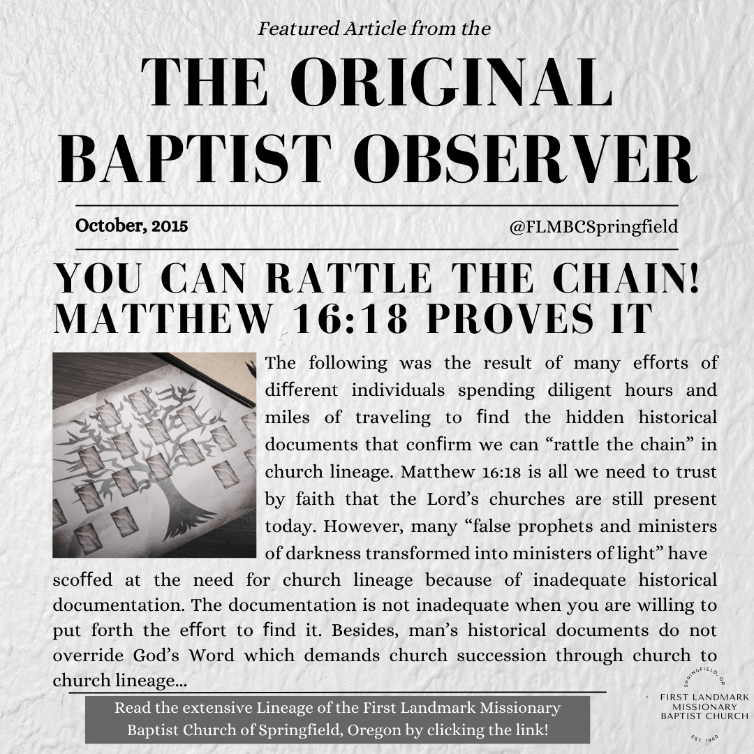 You Can Rattle the Chain! Matthew 16:18 Proves&nbsp;It